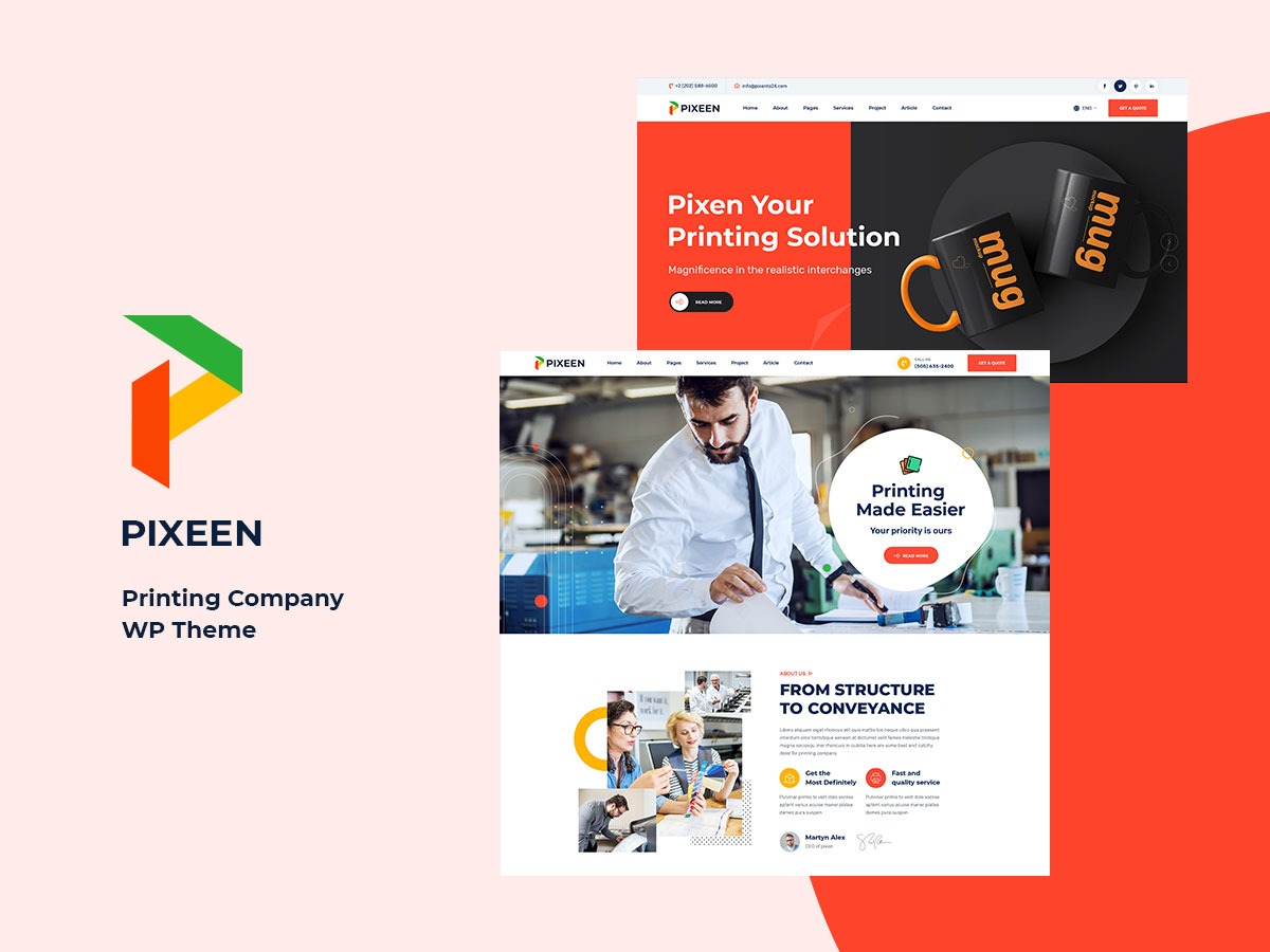 Pixeen – Printing Services Company WordPress Theme